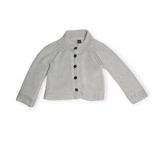 Tea Collection Kids 6 Silver Gray Cableknit Cardigan Sweater